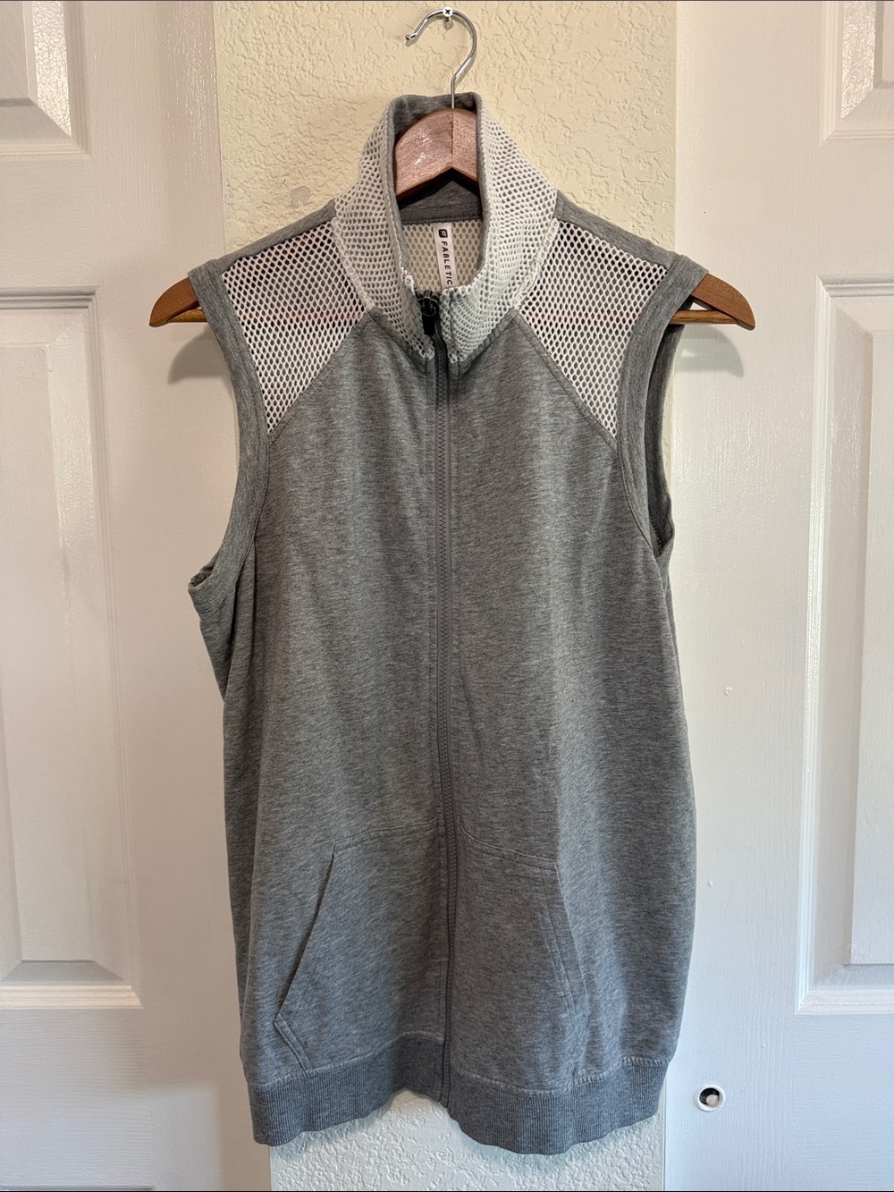 Fabletics Gray Mesh-Back Sleeveless Vest